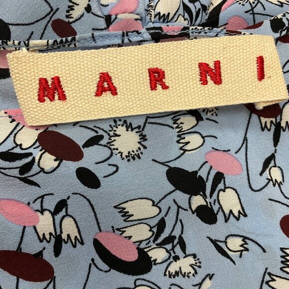 Marni Light Blue Multi Print Silk Top - Picture 4 of 5